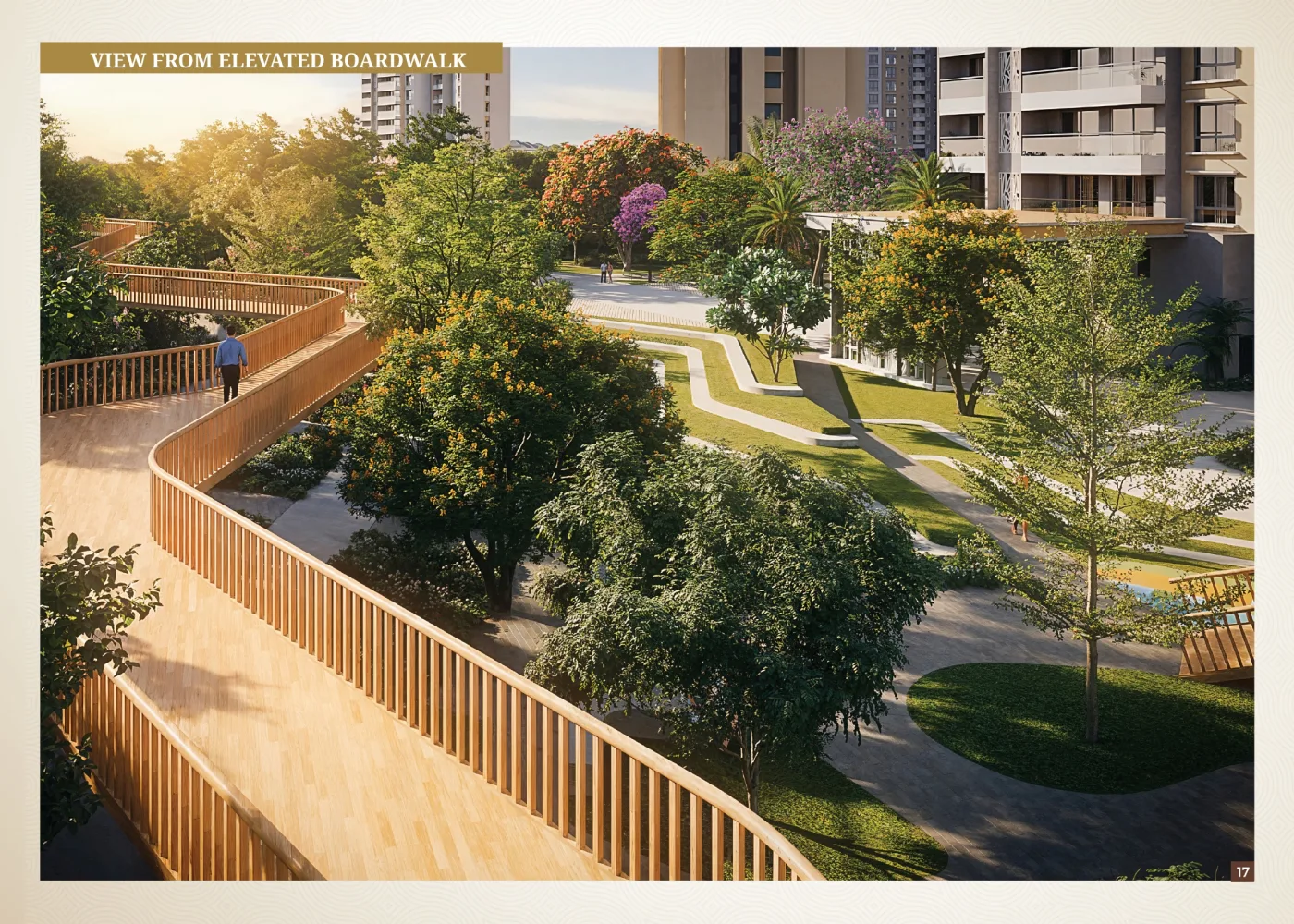 The elevated boardwalk at the Eaton Park enclave within The Prestige City