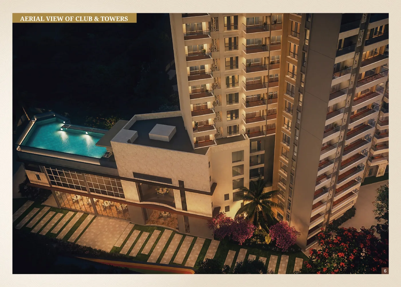 Aerial view of the club and towers at the Eaton Park enclave within The Prestige City